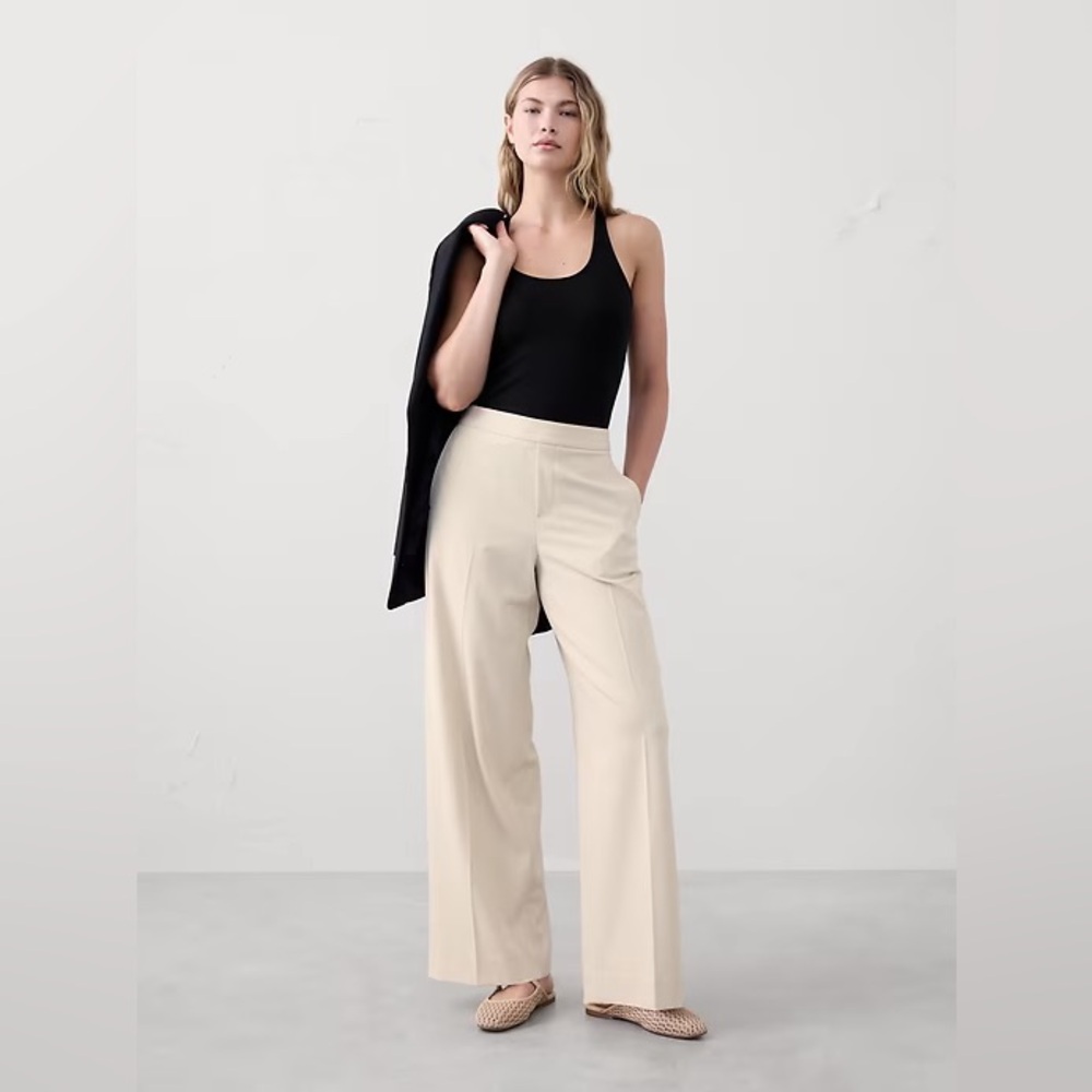NWT! Banana Republic Oyster Pearl Hayden Wide-Leg Pant #851128 📸2️⃣